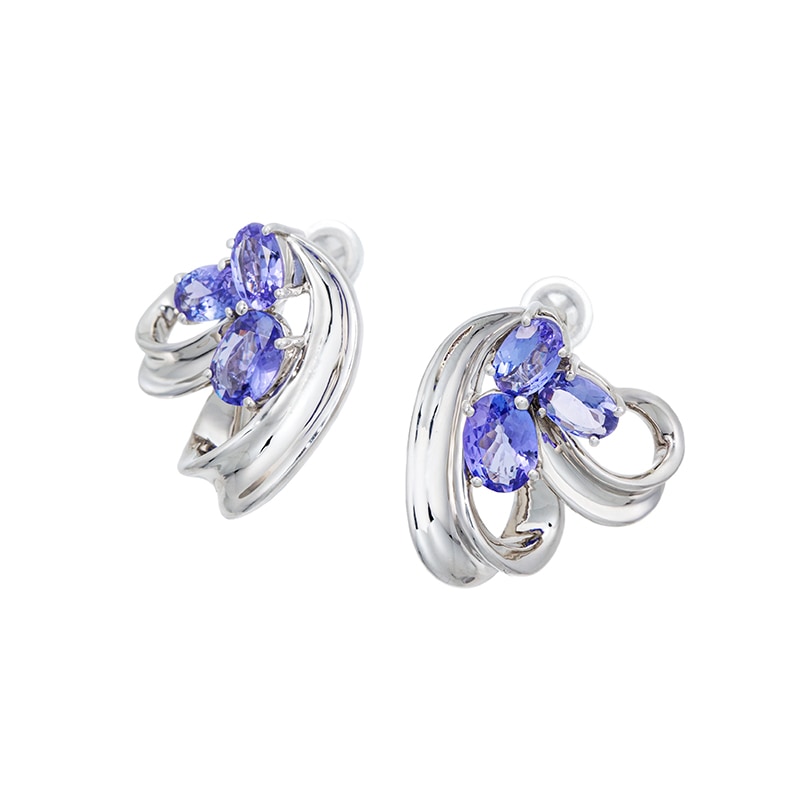 パラジウムシルバー950 タンザナイト Mia フェザータッチイヤリング TA 約2.80ct
