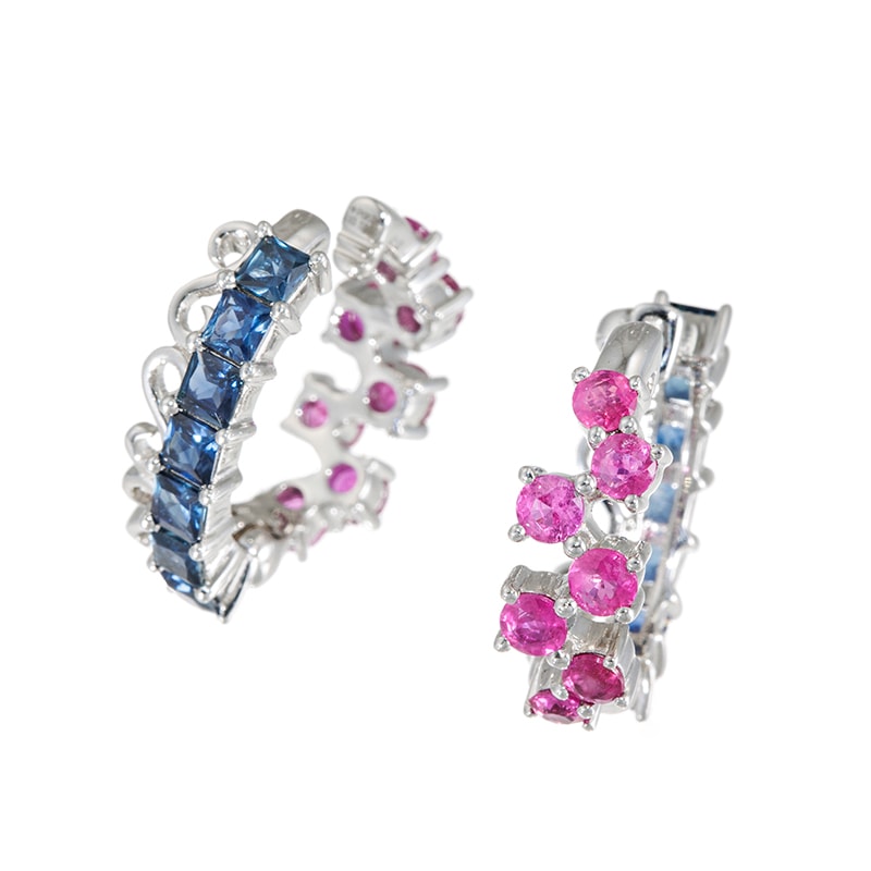 PT950 サファイア ルビー ピアリング SA 約1.00ct RB 約1.00ct