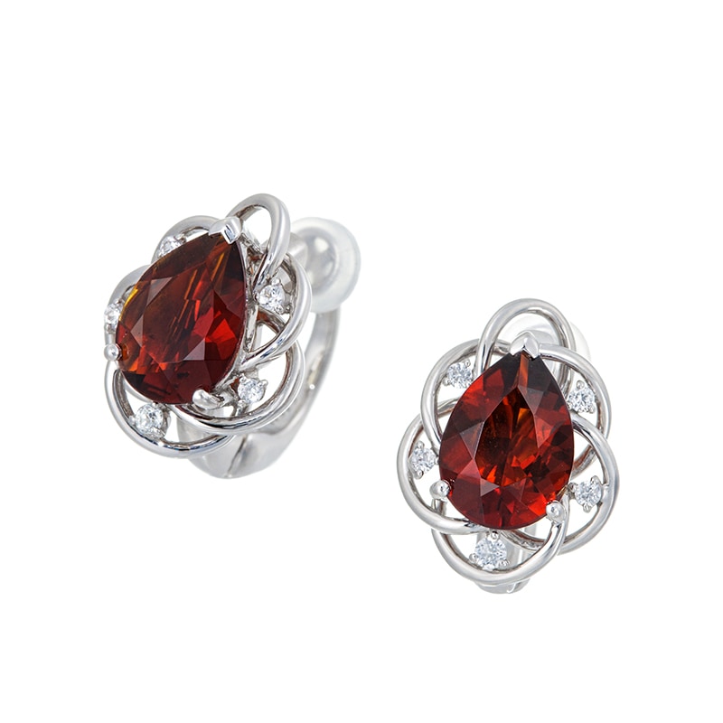 パラジウムシルバー950 マデラシトリン 天然ホワイトジルコン フェザータッチイヤリング CI 約2.00ct ZI 約0.10ct