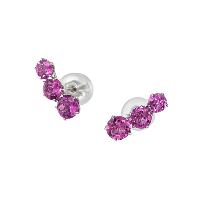 PT950 グレープガーネット フラワーシャトン ピアス GA 約1.80ct