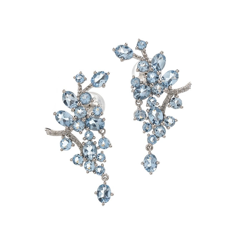 PT950 サンタマリアアフリカーナアクアマリン ダイヤ Elena ピアス AQ 約2.50ct D 約0.04ct