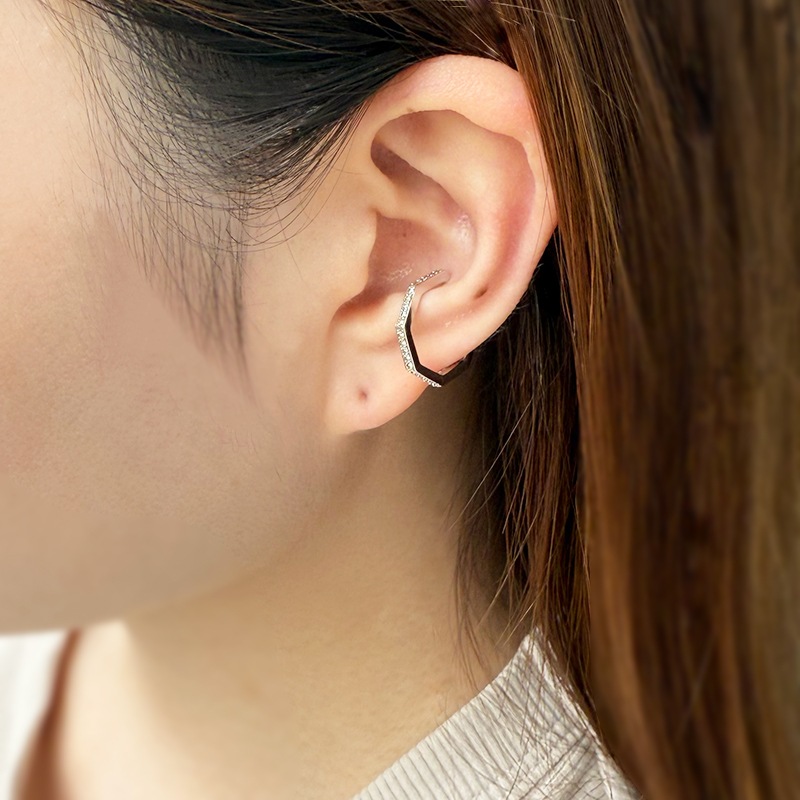 K18WG ブラウンダイヤモンド シングルイヤーカフ BRD 約0.20ct