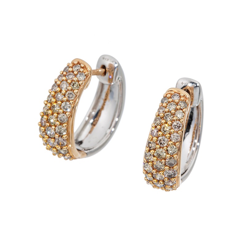 K18WG/PG ブラウンダイヤモンド ピアス BRD 約0.90ct