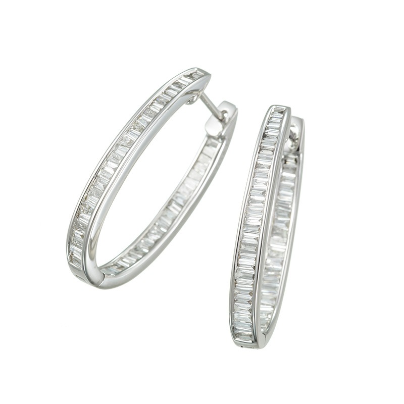 K18WG ダイヤモンド ラージフープピアス D 約1.00ct