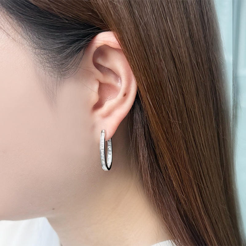 K18WG ダイヤモンド ラージフープピアス D 約1.00ct