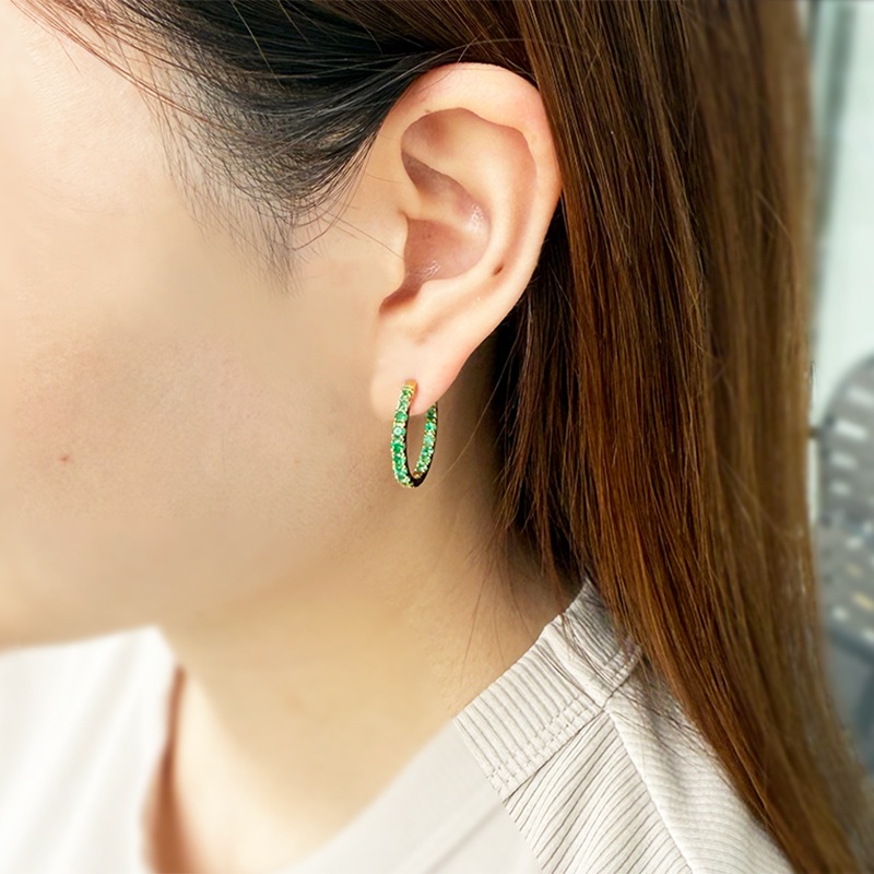 K18YG コロンビア産エメラルド ピアス EM 約1.20ct