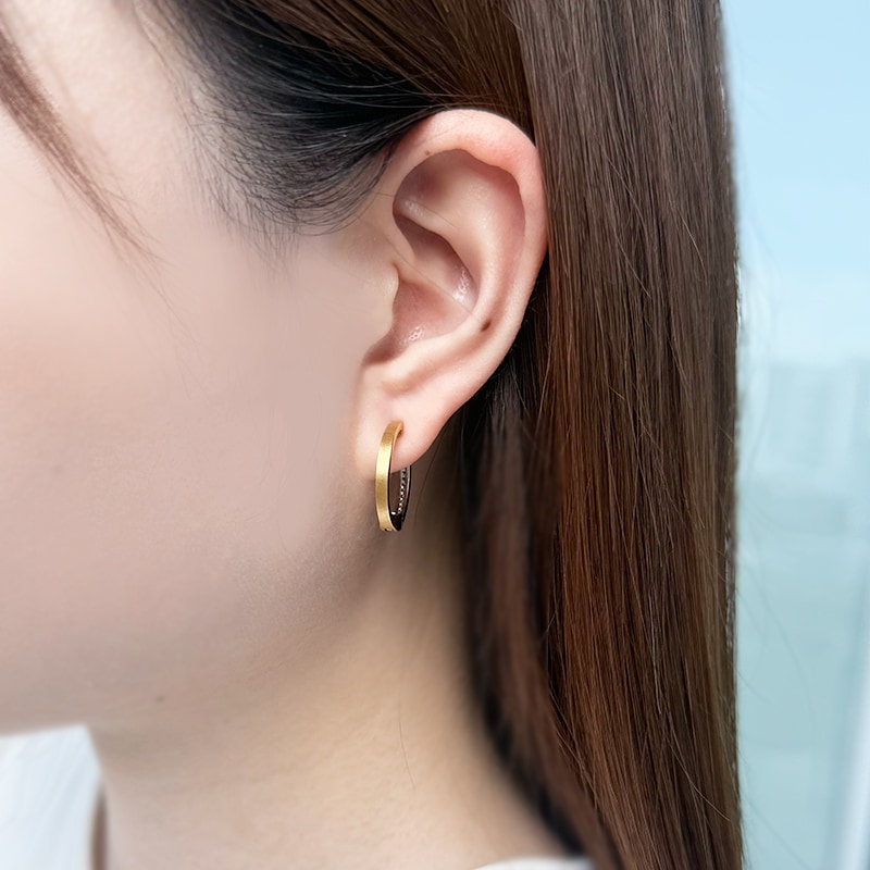 PT950/K18YG ダイヤモンド ラージサークル ピアリング D 約0.24ct