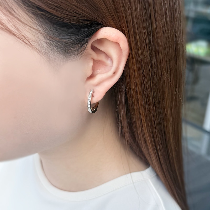 PT950/K18YG ダイヤモンド ラージサークル ピアリング D 約0.24ct