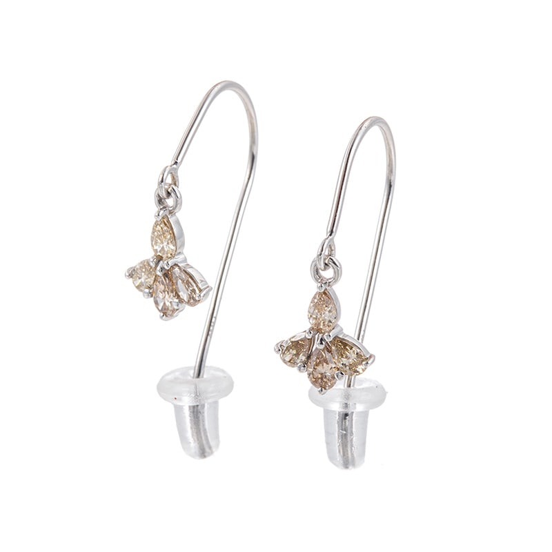 PT950 ブラウンダイヤモンド ペタル ピアス BRD 約0.24ct