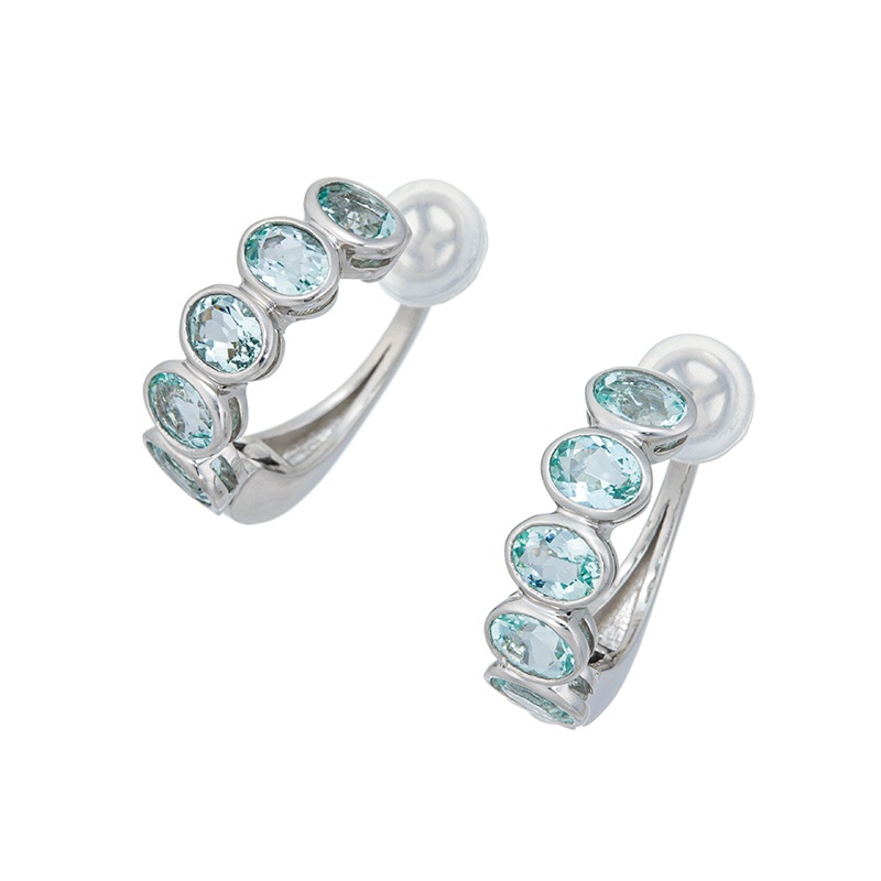 PT950 ヴィヴィッドシーブルーベリル フェザータッチイヤリング BE 約1.20ct