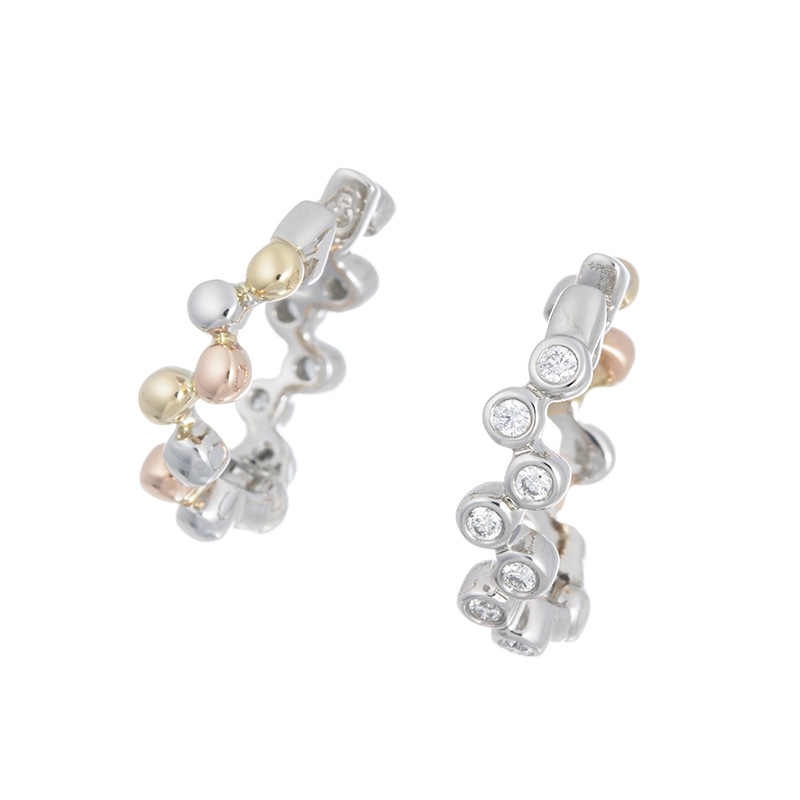 PT950/K18YG/PG ダイヤモンド バブル ピアリング D 約0.10ct