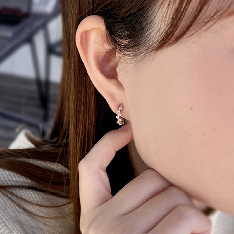 PT950/K18YG/PG ダイヤモンド バブル ピアリング D 約0.10ct