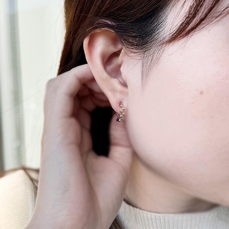 PT950/K18YG/PG ダイヤモンド バブル ピアリング D 約0.10ct