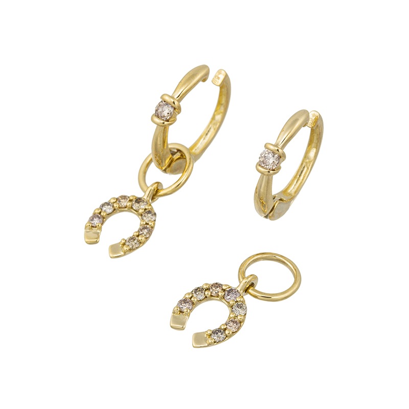 K18YG ブラウンダイヤモンド チャーム & ピアリング セット BRD 約0.16ct BRD 約0.06ct