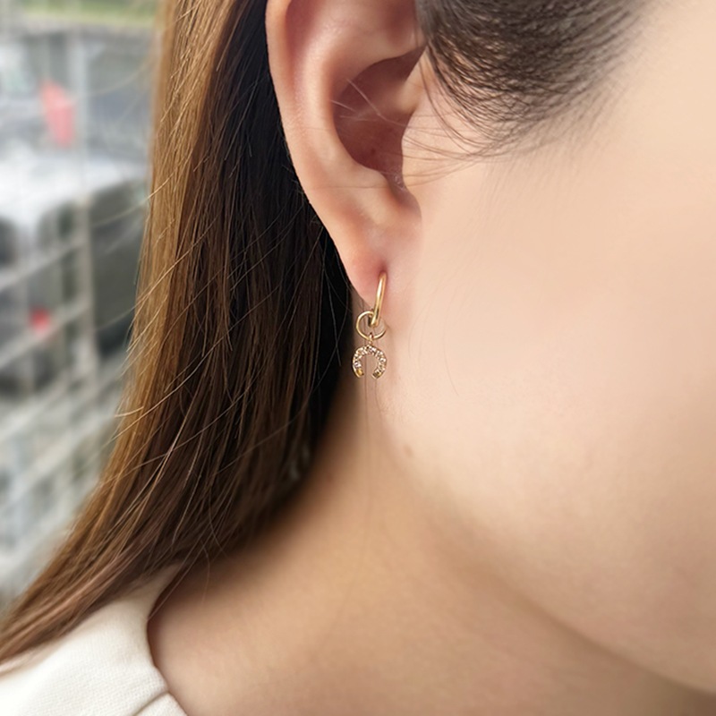 K18YG ブラウンダイヤモンド チャーム & ピアリング セット BRD 約0.16ct BRD 約0.06ct