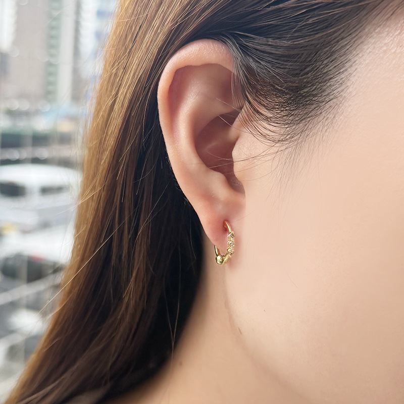 K18YG 南洋白蝶ゴールデンパール ブラウンダイヤ ピアリング P 約8.0mm BRD 約0.16ct