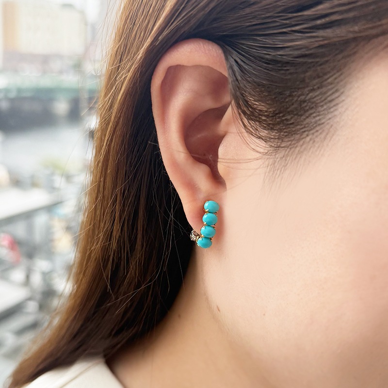 PT950/K18YG タンザナイト スリーピングビューティーターコイズ(スタビライズ) ピアリング TA 約2.00ct TQ 約2.00ct