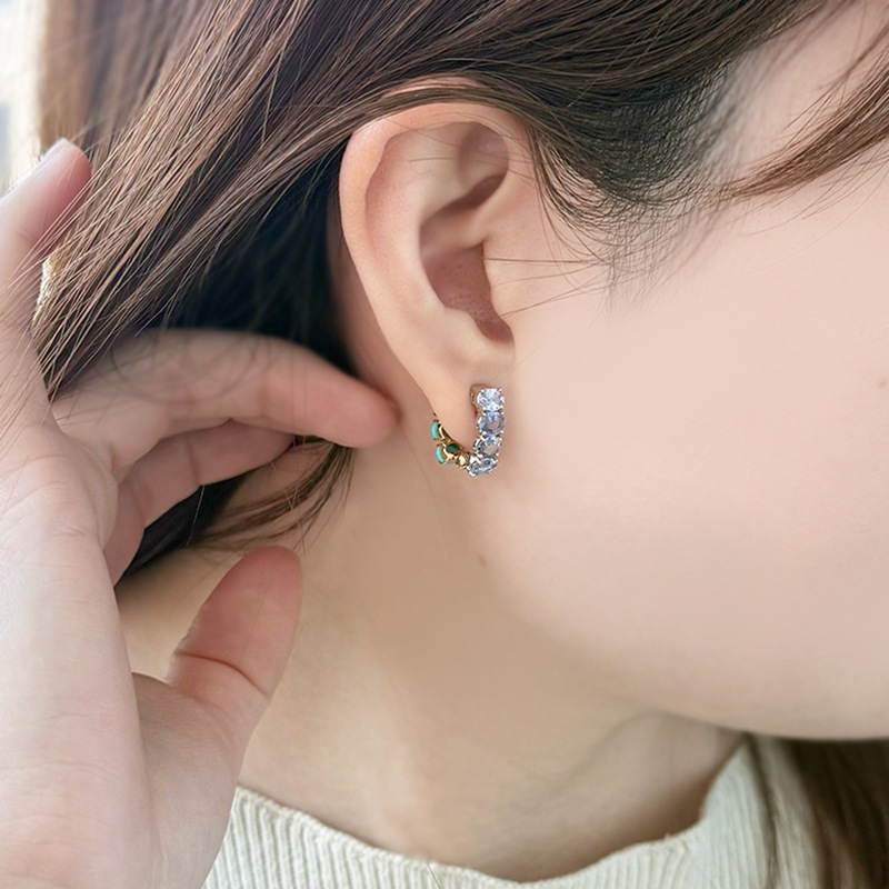 PT950/K18YG タンザナイト スリーピングビューティーターコイズ(スタビライズ) ピアリング TA 約2.00ct TQ 約2.00ct