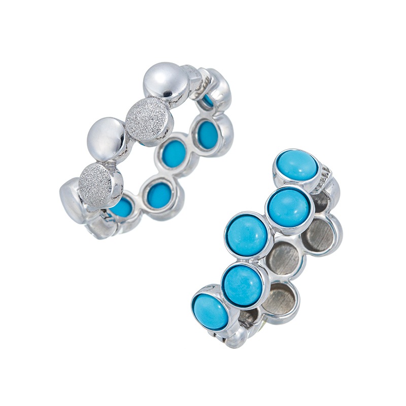 パラジウムシルバー950 スリーピングビューティーターコイズ(スタビライズ) ピアリング TQ 約2.80ct