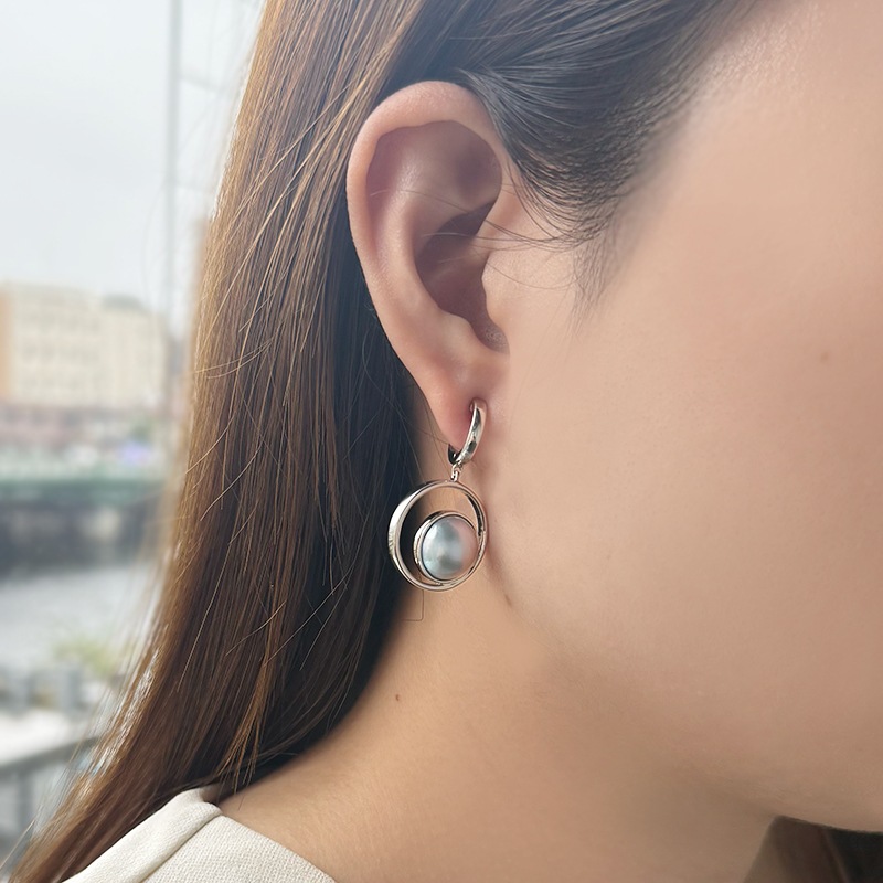 パラジウムシルバー950 マベパール フェザータッチイヤリング P 12.0mm