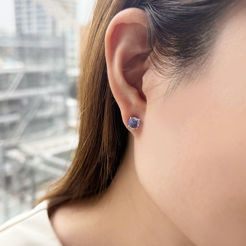 純プラチナ タンザナイト ダイヤ ピアス TA 約1.60ct D 約0.06ct