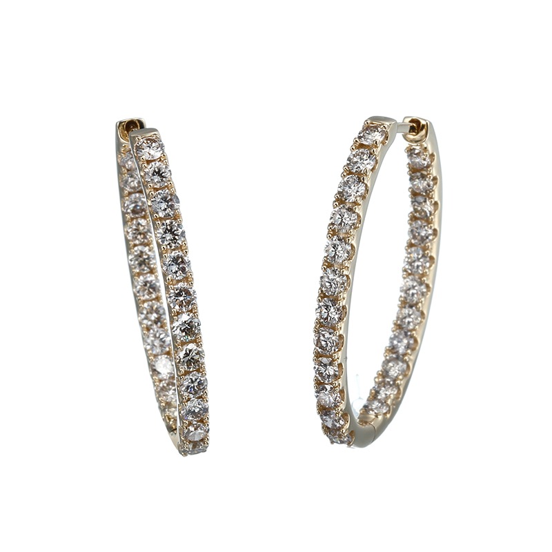 K18YG ブラウンダイヤモンド ラグジュアリーフープ ピアス BRD 約1.40ct