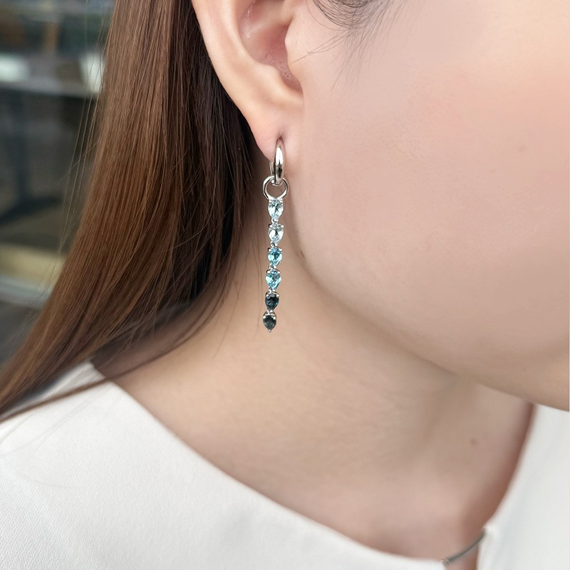 パラジウムシルバー950 スカイブルートパーズ ＆ ロンドンブルートパーズ ＆ スイスブルートパーズ Mia チャーム TO 約1.60ct TO 約1.60ct TO 約1.40ct