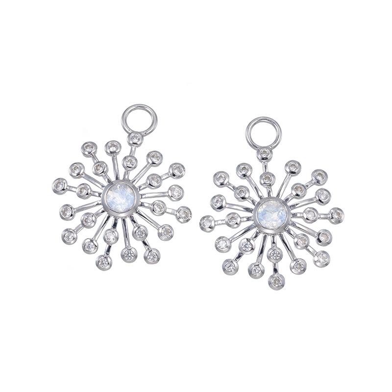 SV レインボームーンストーン 天然ホワイトジルコン チャーム 