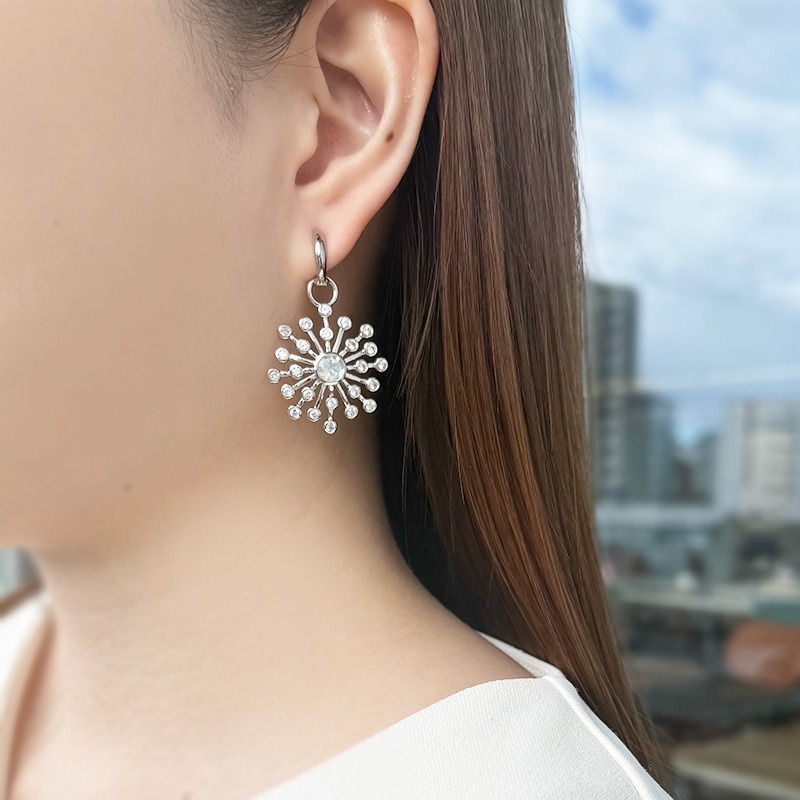 SV レインボームーンストーン 天然ホワイトジルコン チャーム 