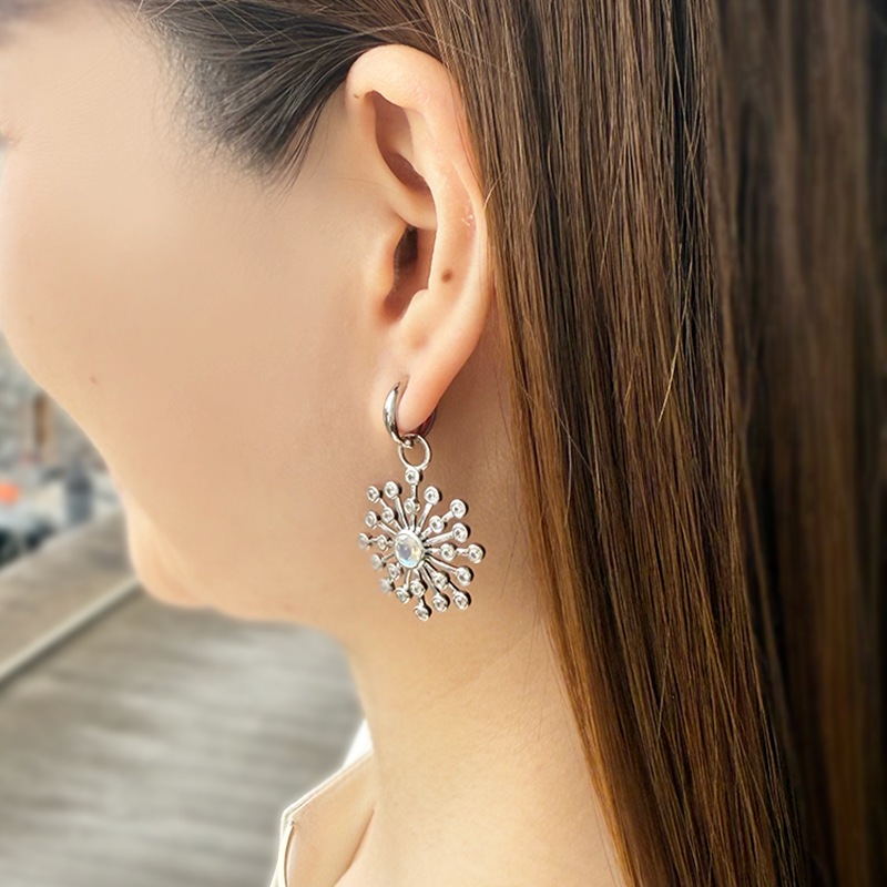 SV レインボームーンストーン 天然ホワイトジルコン チャーム 