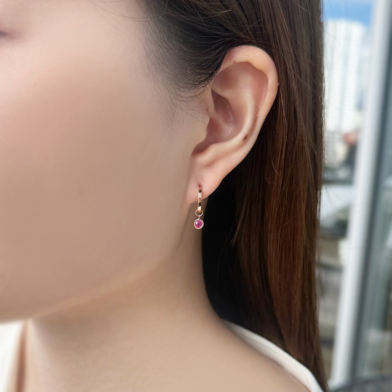 K18PG ルビー ピアスチャーム ＆ ピアス 2点セット RB 約0.30ct