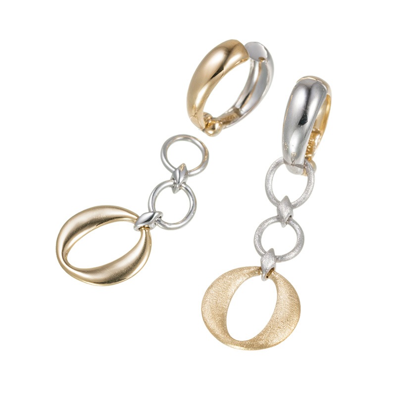 Pt900/K18YG ピアリング K18YG/WG リバーシブルチャーム セット