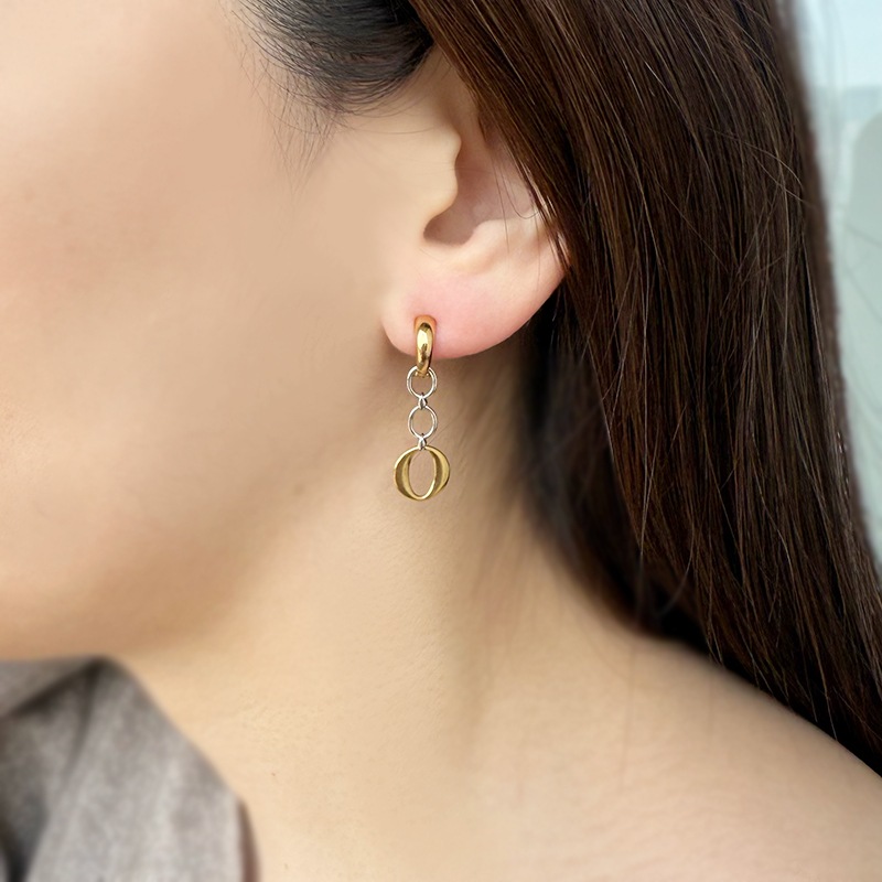 Pt900/K18YG ピアリング K18YG/WG リバーシブルチャーム セット