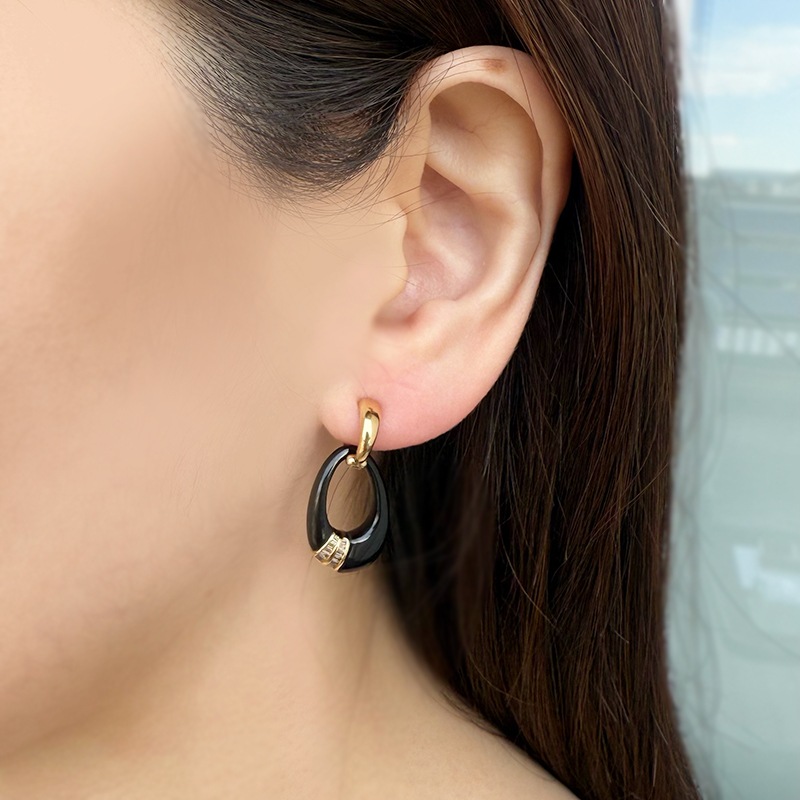 K18YG ブラウンダイヤモンド オニキス チャーム BRD 約0.16ct