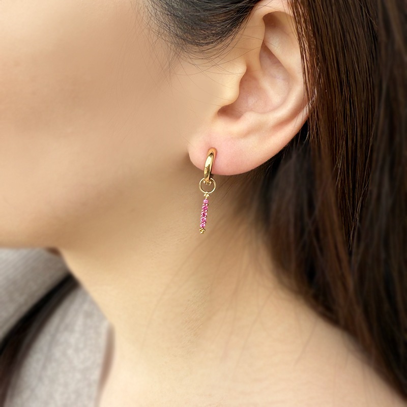 K18YG/PT900 ピアリング & ルビー チャーム 2点セット RB 約0.30ct