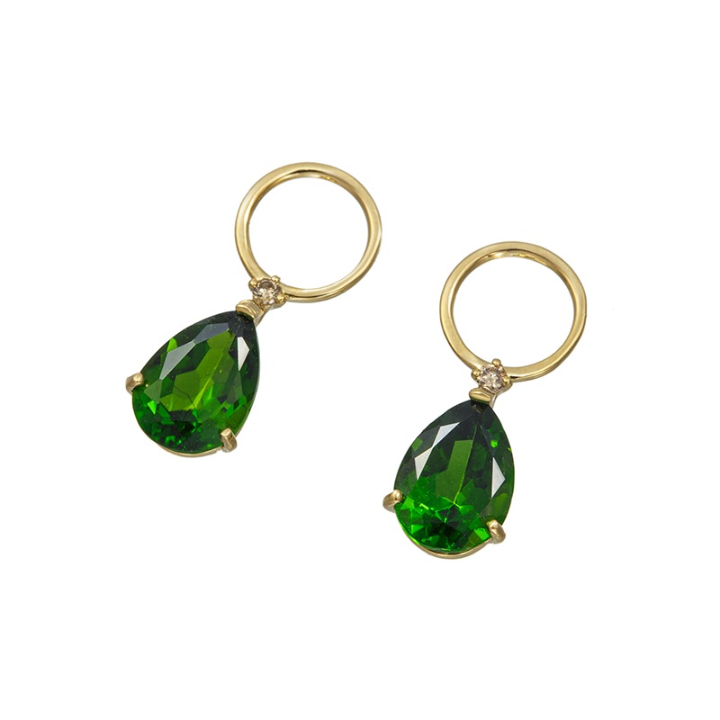 K18YG クロムダイオプサイド ブラウンダイヤ チャーム DI 約1.40ct BRD 約0.016ct