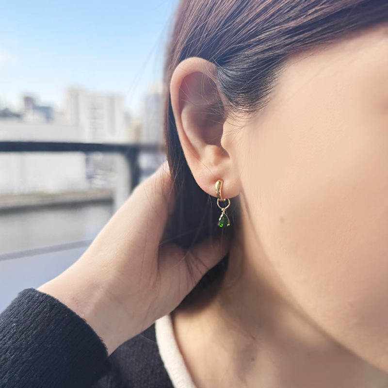 K18YG クロムダイオプサイド ブラウンダイヤ チャーム DI 約1.40ct BRD 約0.016ct