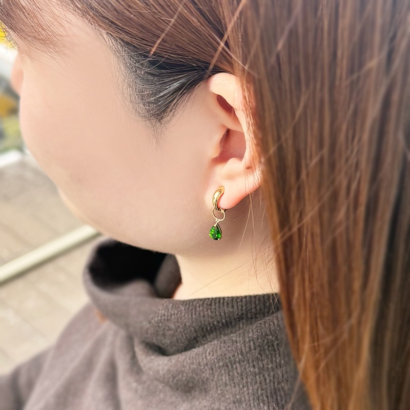 K18YG クロムダイオプサイド ブラウンダイヤ チャーム DI 約1.40ct BRD 約0.016ct