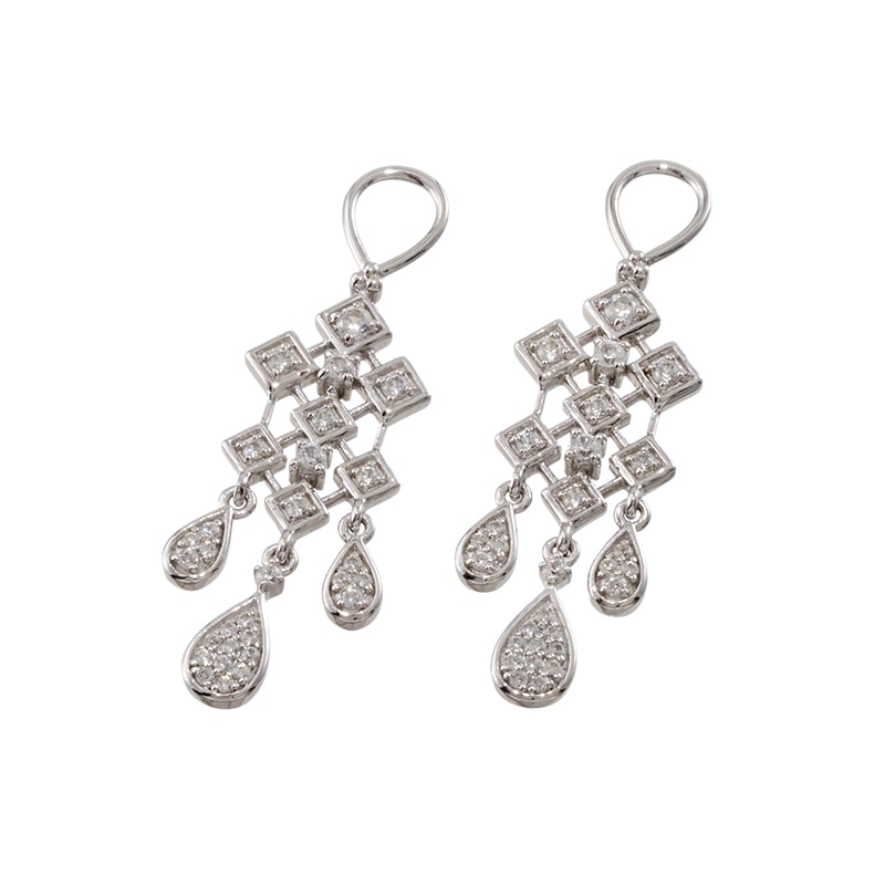 パラジウムシルバー950 天然ホワイトジルコン シャンデリア チャーム ZI 約0.90ct