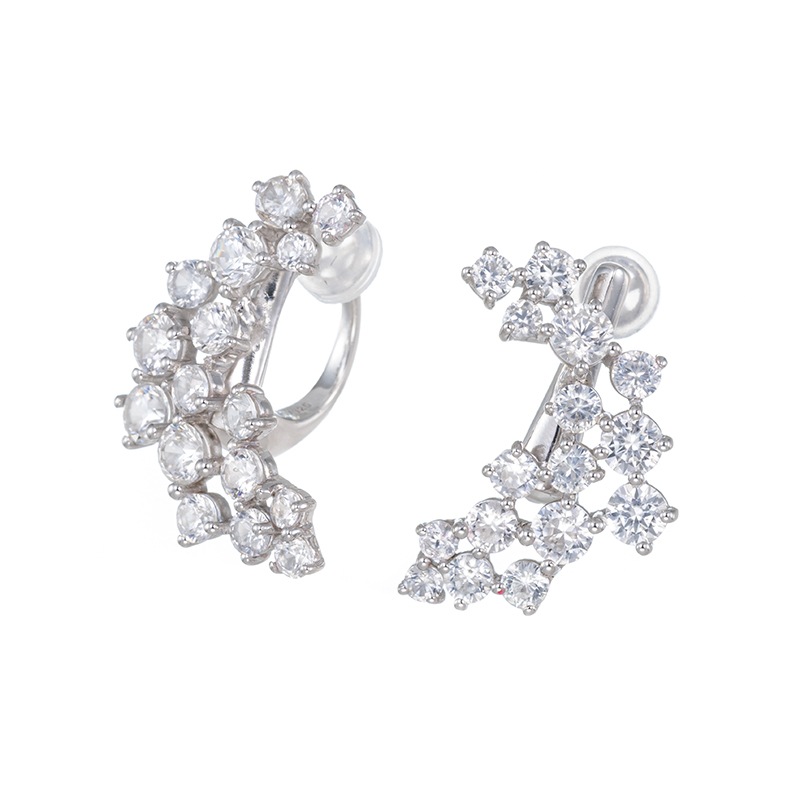 パラジウムシルバー950 天然ホワイトジルコン Mia フェザータッチイヤリング ZI 約4.40ct