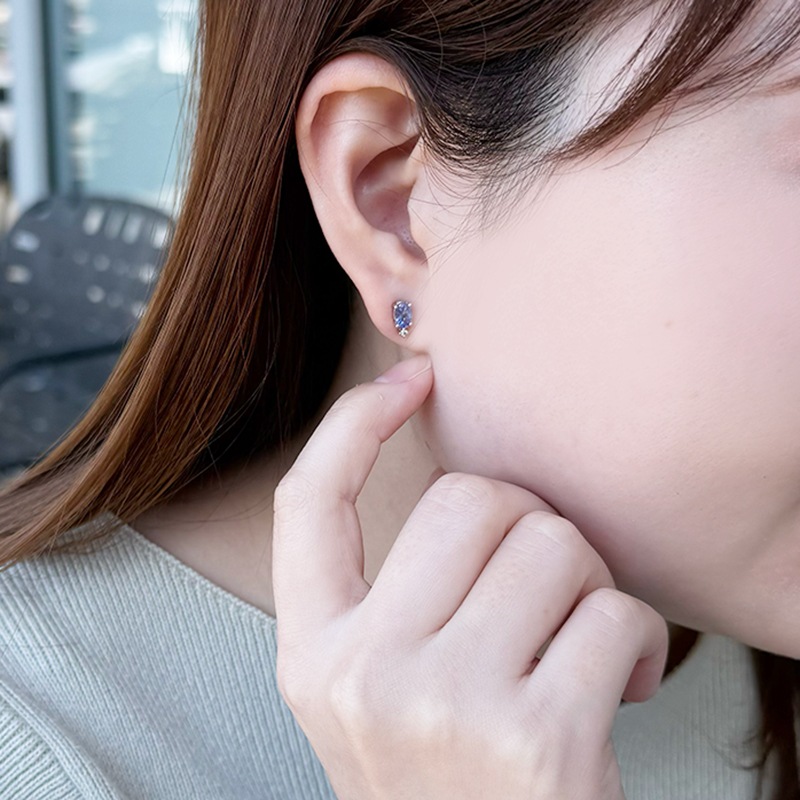 PT950 タンザナイト ダイヤ ピアス TA 約0.60ct D 約0.02ct