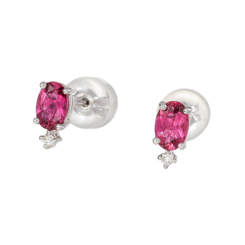 PT950 ルベライト ダイヤ ピアス RT 約0.60ct D 約0.02ct