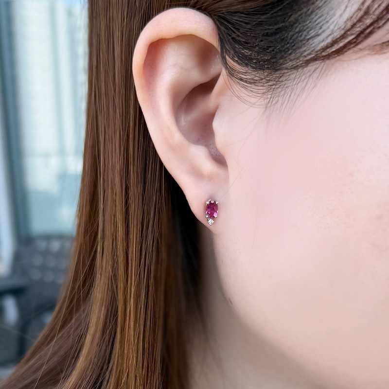 PT950 ルベライト ダイヤ ピアス RT 約0.60ct D 約0.02ct