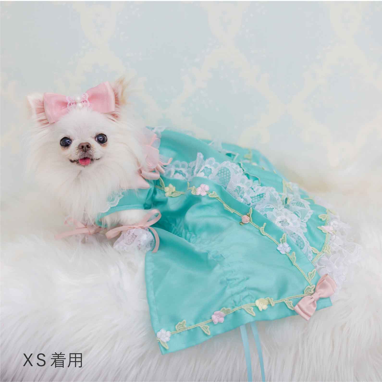 ミラベルワンピースとヘッドドレスセット（サックス) ミラクルエシェル ドッグドレス [2way dress] XS-L サイズ展開