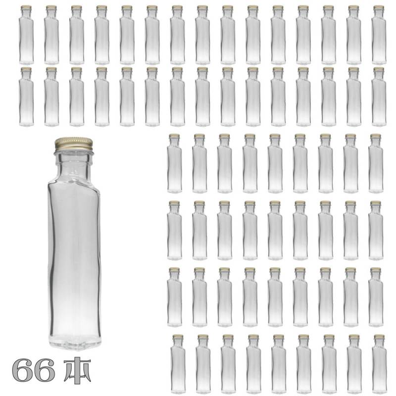 ガラス瓶 ハート 100ml 66本セット 業務用 蓋付き ドレッシング ボトル 調味料入れ 保存容器 キャニスター