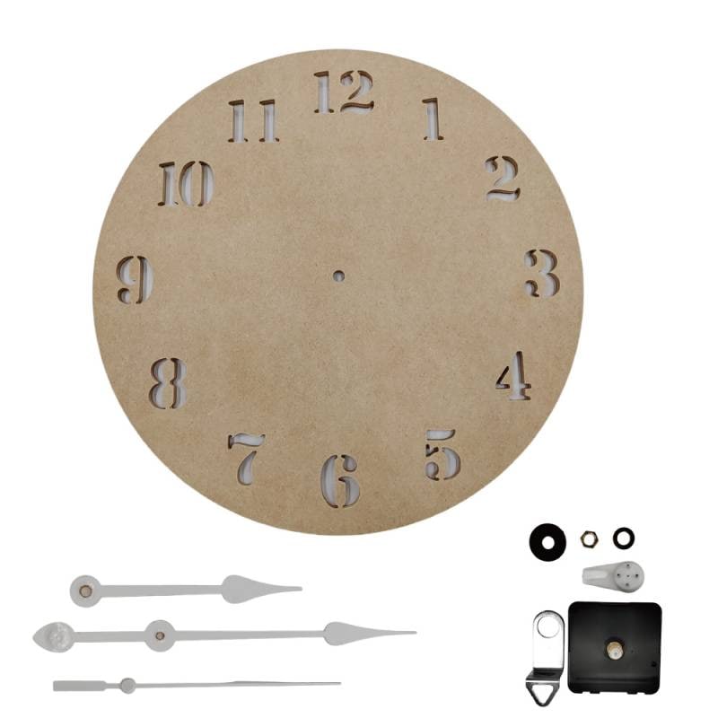 送料無料 時計盤 29cm MDF ムーブメント 針付き DIY 手作り 着色可能 エポキシレジンアート 用の ベース材 にも適しています