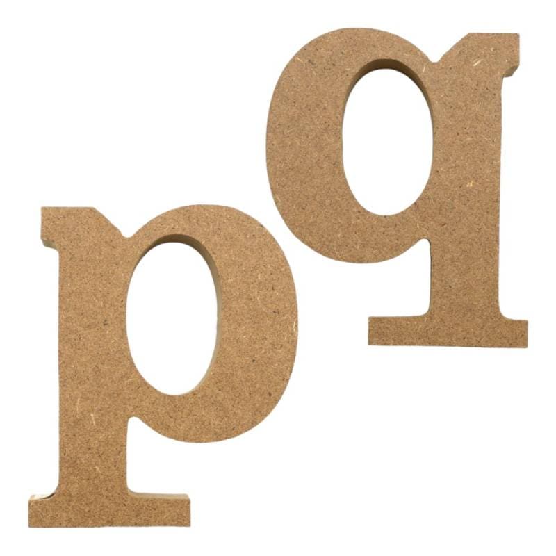 アルファベット & 数字 オブジェ 【小文字p・q(どちらか一つ)】 木製 MDF アルファベットレター イニシャルオブジェ ウエルカムオブジェ