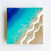 【#1 ocean panel art】　 150×150×12mm エポキシレジン作品 エポキシアート オーシャンアート 波アート 海アート|エポキシアート
