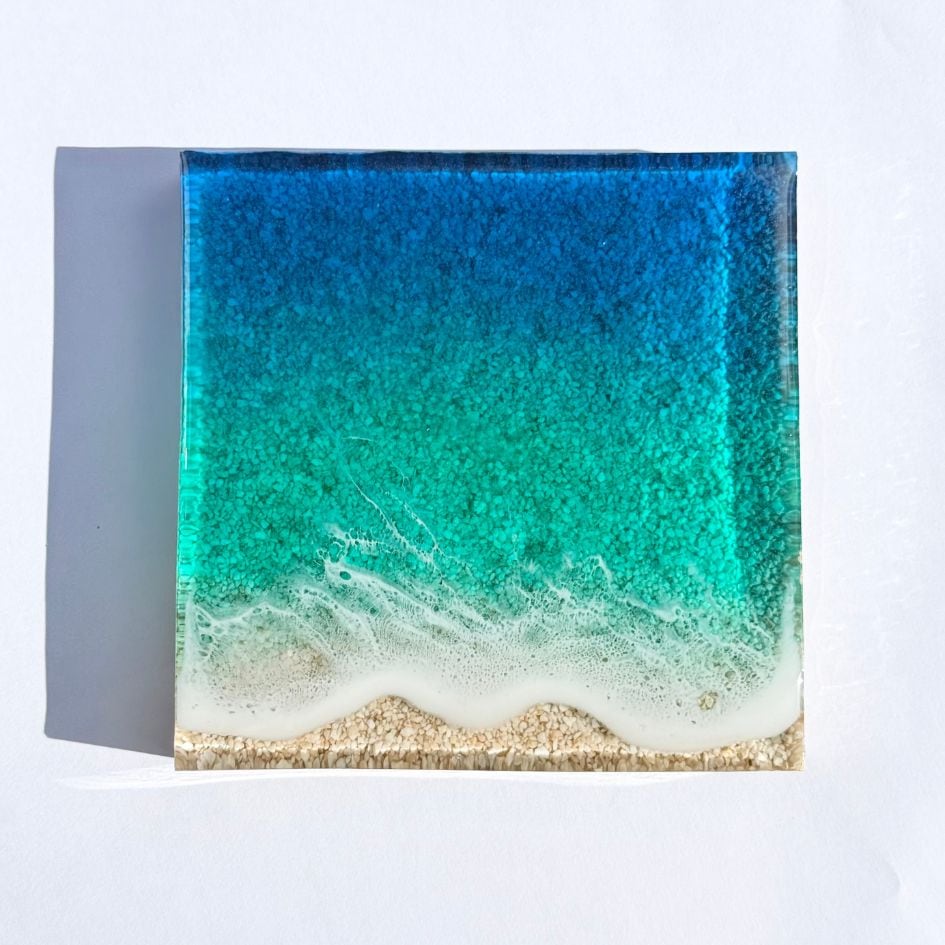 【#2 ocean mold art】 ～100×100×20mm～ エポキシレジン作品 エポキシアート オーシャンアート 波アート 海アート