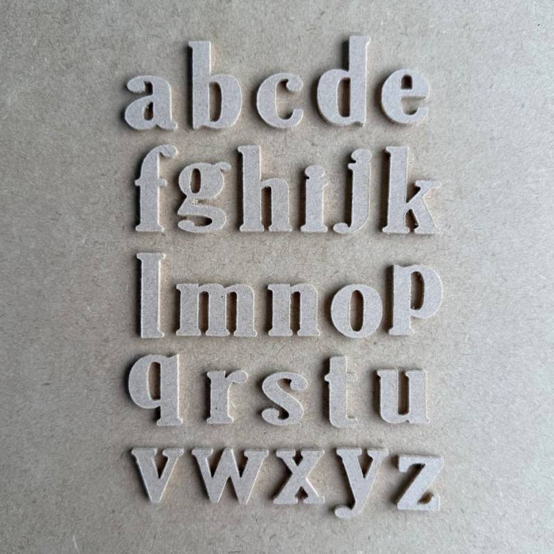 MDF アルファベット mini ( 小文字 ) 2.5mm厚 木製 小さな 木材 文字 チップ イニシャル アルファベットレター 英語 数字 記号 & # 切り抜き DIY 工芸用素材